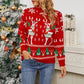 Ugly Christmas Sweater Knitted Pullover Red Christmas Elk Deer Print