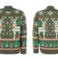 Ugly Christmas Sweater Long Sleeve Pullover Christmas Elk Deer Print in Green
