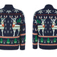 Ugly Christmas Sweater Long Sleeve Pullover Christmas Tree Print in Navy