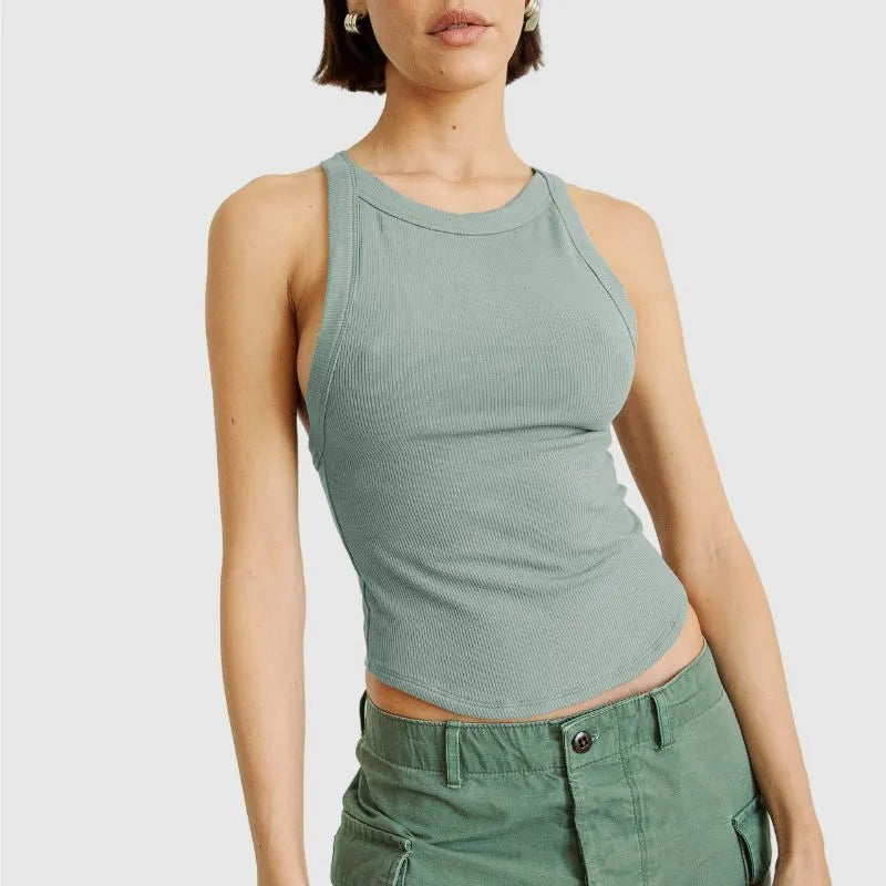 Cropped Tank Top with Tie Back