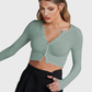 V Neck Crop Top Shirt Button Up