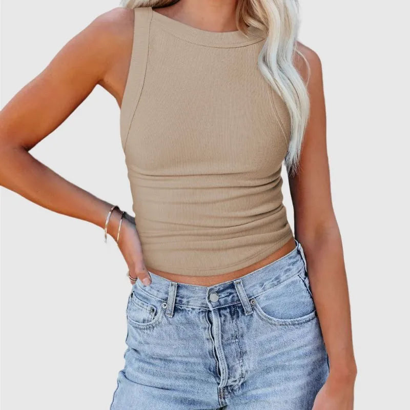 Cropped Tank Top with Tie Back