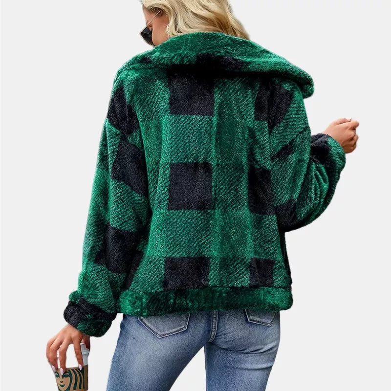 Buffalo Checker Sherpa Jacket Full Zip Fluffy Soft Fleece