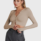 V Neck Crop Top Shirt Button Up
