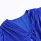Women's Sparkly Metallic Dress Xmas Party V-neck Prom Dress in Blue Shiny