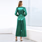 Women's Sparkly Metallic Dress Xmas Party Dress V-neck Maxi Dress in Green Shiny