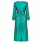 Women's Sparkly Metallic Dress Xmas Party Dress V-neck Maxi Dress in Green Shiny