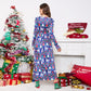 Christmas Dresses for Women Long Sleeve V-neck Long Waist Tie Dress in Blue