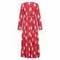 Christmas Dresses for Women Long Sleeve V-neck Long Waist Tie Dress Tree Print 