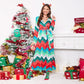 Christmas Dresses for Women Long Sleeve V-neck Long Waist Tie Dress in Watermelon