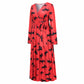 Christmas Dresses for Women Long Sleeve V-neck Long Waist Tie Dress in Elk Print