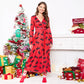 Christmas Dresses for Women Long Sleeve V-neck Long Waist Tie Dress in Elk Print