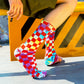 Checkerboard Tie-dye Socks Unisex 3 Pack Novelty Socks