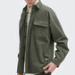 Men's Long Sleeve Vintage Corduroy Shirt Jacket Button Down in Green