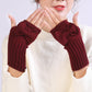 Long Fingerless Gloves Womens with Bow in Burgundy