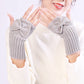 Long Fingerless Gloves Womens with Bow in Grey