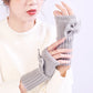 Long Fingerless Gloves Womens with Bow in Grey