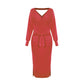 Elegant Sweater Dress with Belt Batwing Sleeve Midi Dress in Hot Pink