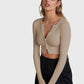 V Neck Crop Top Shirt Button Up