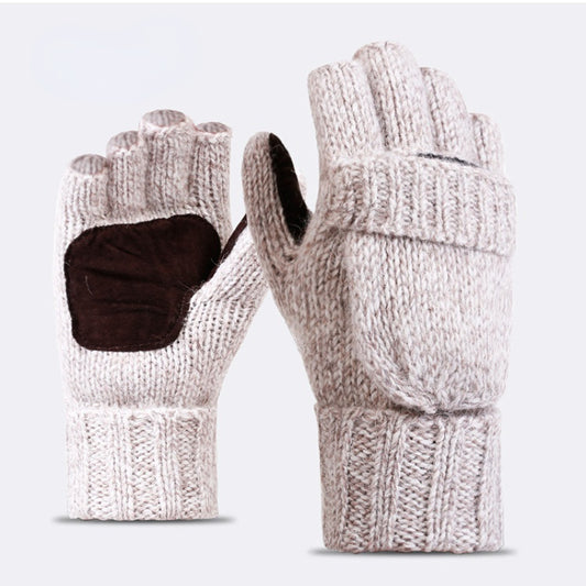 Wool Fingerless Gloves with Flap Unisex for Driving, Typing, Biker