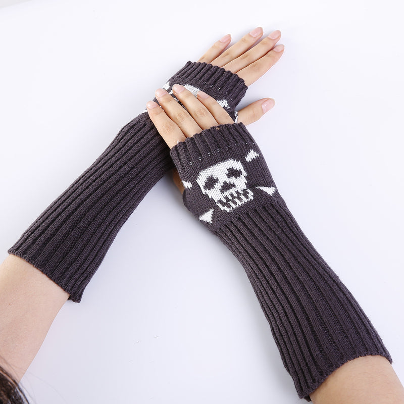 4 in 1 Skull Long Fingerless Gloves Fashion Print