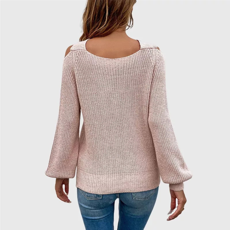Off The Shoulder Sweater Spring Trendy Knitted Jumper Top
