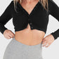 Black Crop Top Shirt Long Sleeve