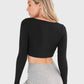 Black Crop Top Shirt Long Sleeve